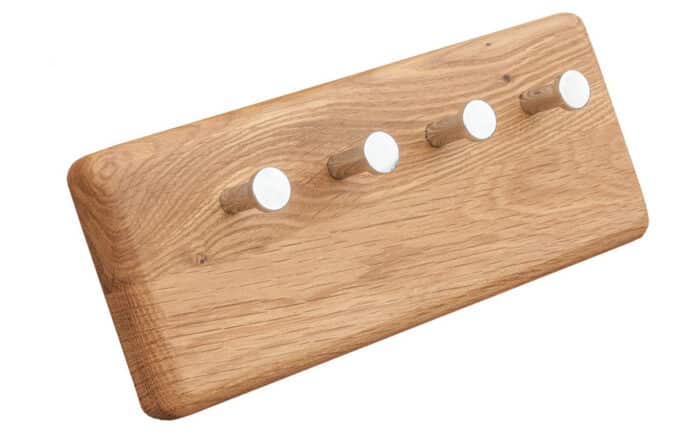 Cuier mic pentru chei , Stejar masiv, 5x10x25 cm, Dotti - imagine 2