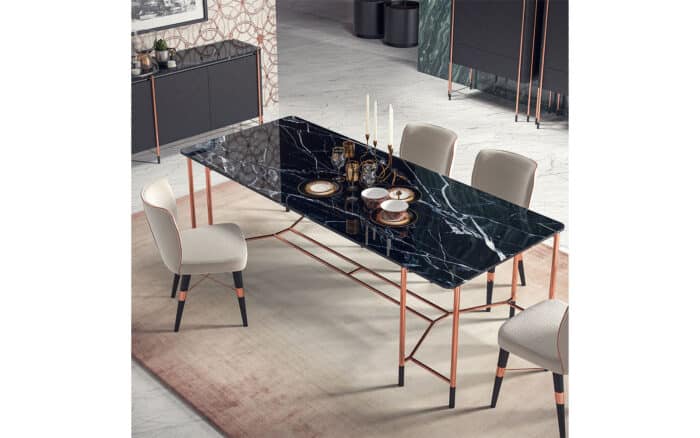 Masă Dining, Negru-Rose Gold, L 240 x A 95 x H 75 cm - imagine 8