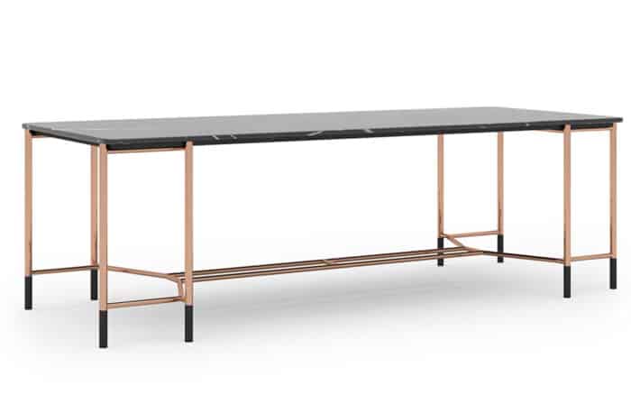 Masă Dining, Negru-Rose Gold, L 240 x A 95 x H 75 cm