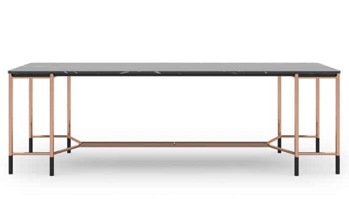 Masă Dining, Negru-Rose Gold, L 240 x A 95 x H 75 cm - imagine 9
