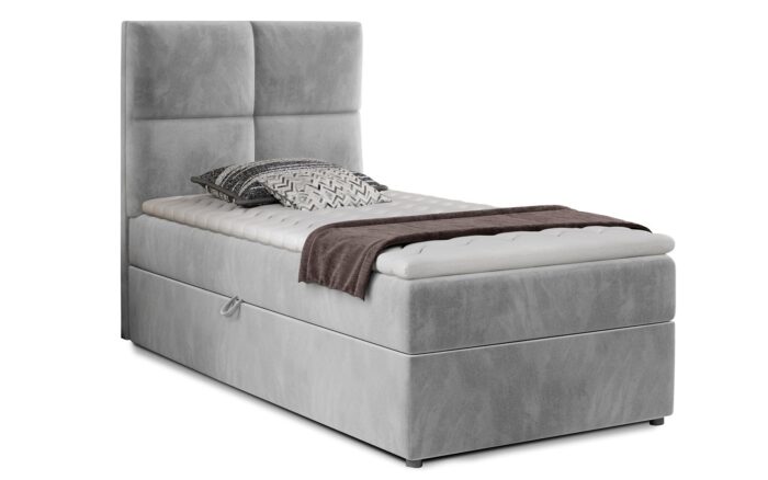 Pat Amarillo 90x200 cu Saltea, Topper, Ladă Depozitare, Personalizabil