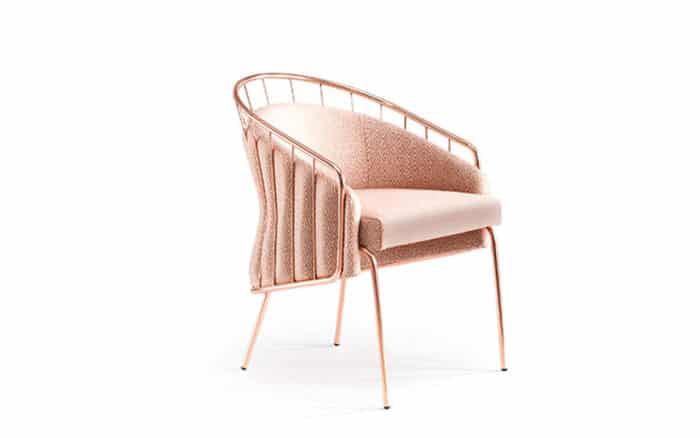 Scaun Anette, Cadru Metalic, Rose-Gold, 65 x 63 x 81 cm