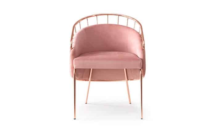 Scaun Anette, Cadru Metalic, Rose-Gold, 65 x 63 x 81 cm - imagine 3