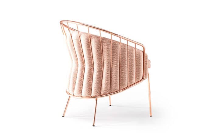 Scaun Anette, Cadru Metalic, Rose-Gold, 65 x 63 x 81 cm - imagine 2