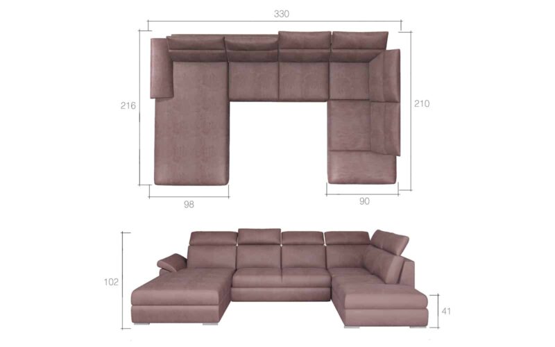 Colțar Formă U, Extensibil Erik, 330x210cm, Personalizabil - imagine 19