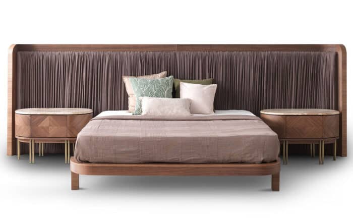 Pat Emma, Tăblie Curbată, Nuc, 180x200cm