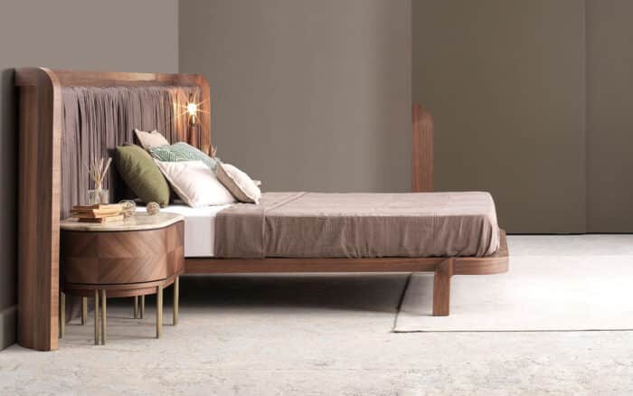 Pat Emma, Tăblie Curbată, Nuc, 180x200cm - imagine 5