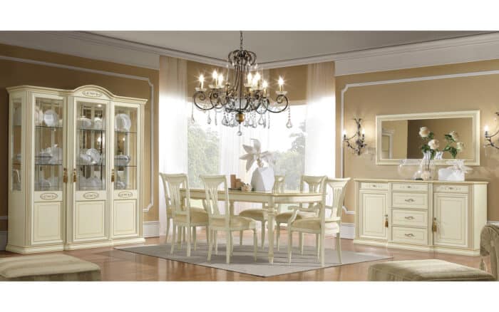 Vitrina Caterina, Lemn Masiv, Crem, 81 x 47 x 216 cm - imagine 2