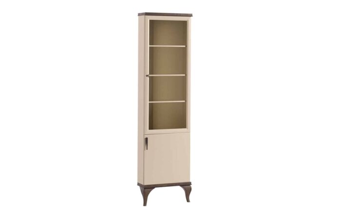 Vitrina de colt Leona, 56x50x205cm, Crem-Nuc