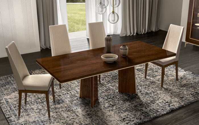 Masă Fixă / Extensibilă Devon, Nuc Lucios - imagine 4