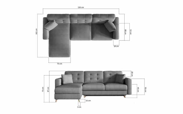 Colțar Extensibil Oslo, 250x162cm, Ladă Depozitare, Personalizabil - imagine 20