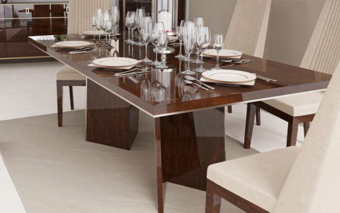 Masă Fixă / Extensibilă Devon, Nuc Lucios - imagine 2