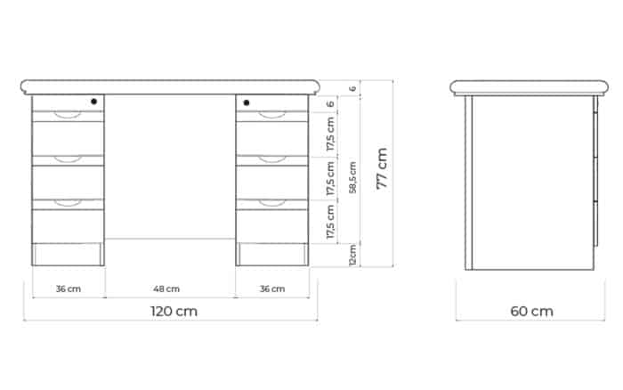 Birou Toronto, Model B2, 120x60x77cm - imagine 5
