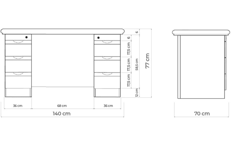Birou Toronto, Model B2, 140x70x77cm, Nuc - imagine 6