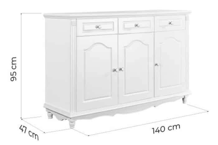 Bufet Elizabeth, 140x47x95cm, Alb - imagine 7