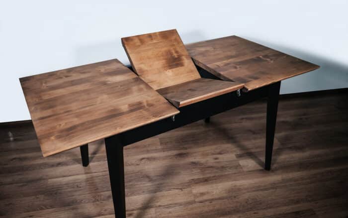 Masă Dining Extensibilă Timeless, Lemn Masiv, 120/160x80x76 cm, Negru - imagine 3