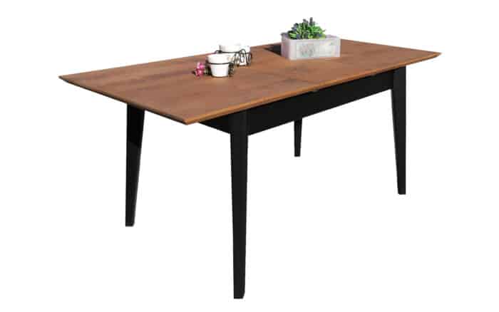 Masă Dining Extensibilă Timeless, Lemn Masiv, 120/160x80x76 cm, Negru - imagine 2