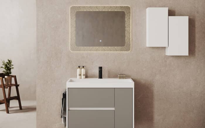 Oglinda cu iluminare LED si acționare touch, Efect Cristale, 80x60cm - imagine 3