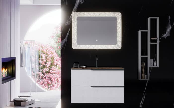 Oglinda cu iluminare LED si acționare touch, Efect Cristale, 80x60cm - imagine 4