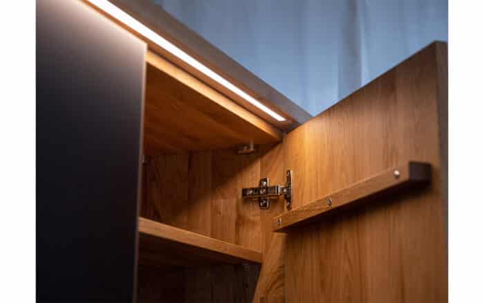 Dulap Rafael, 4 Usi, 2 Usi Sticla, Stejar Masiv, 206x58x219cm - imagine 5
