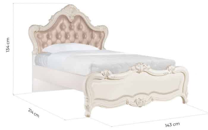 Pat Tapițat Crown Paris, 120x200cm, Alb/Beige - imagine 3