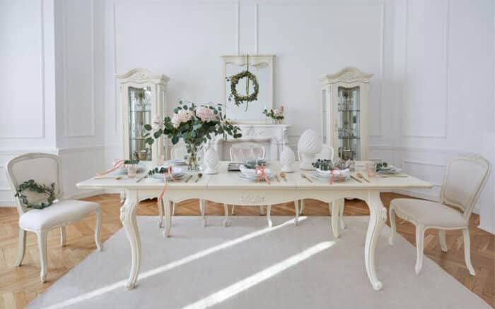 Masă Dining Extensibilă Paris, 180/240x100x80cm, Alb - imagine 5