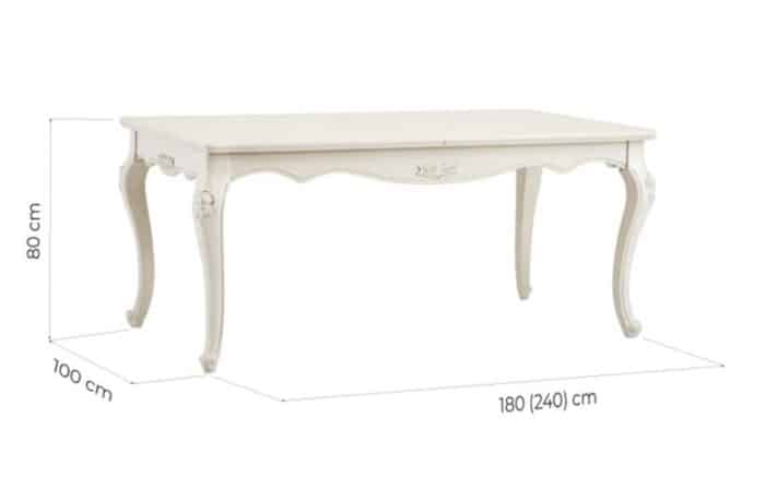 Masă Dining Extensibilă Paris, 180/240x100x80cm, Alb - imagine 4