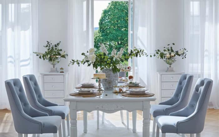 Scaun Dining Paris, 56x65x98cm, Blue/Beige - imagine 3