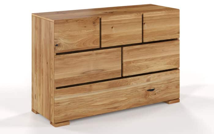 Comodă TerraCraft, Lemn Masiv Stejar, 3+2+1 Sertare, 120x45x81cm - imagine 2