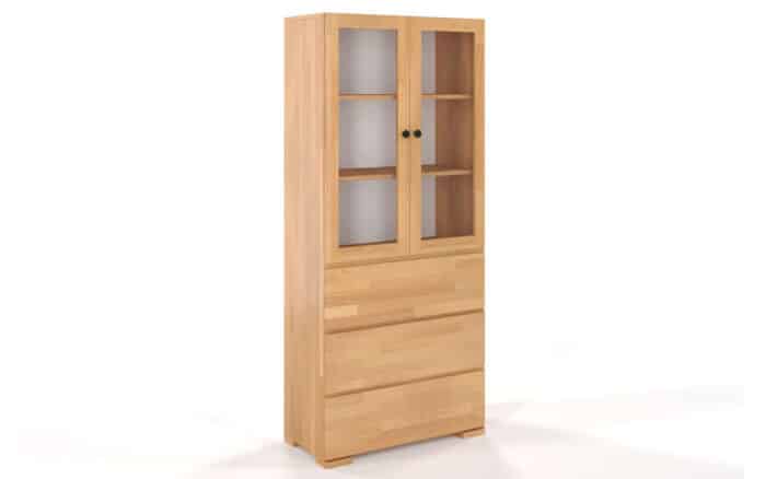 Vitrină TerraCraft, Lemn Masiv Fag, 3 Sertare, 80x38x182cm - imagine 3