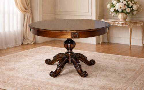 Masă Rotundă Extensibila Briston, Lemn Masiv