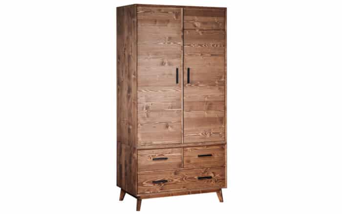 Dulap Timeless, 3 Sertare 2 Uși, Lemn Masiv, 100x55x200 cm, Whisky