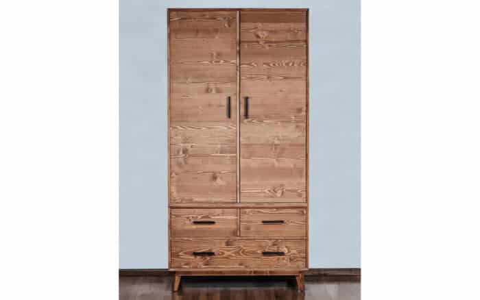 Dulap Timeless, 3 Sertare 2 Uși, Lemn Masiv, 100x55x200 cm, Whisky - imagine 3