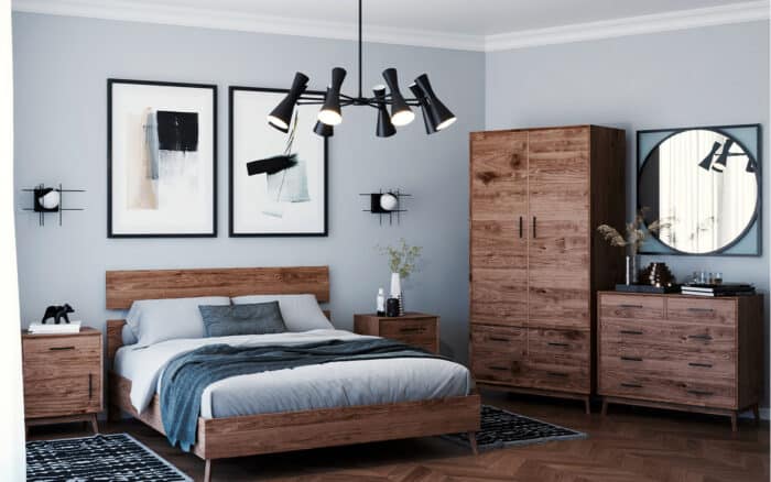 Dulap Timeless, 3 Sertare 2 Uși, Lemn Masiv, 100x55x200 cm, Whisky - imagine 4