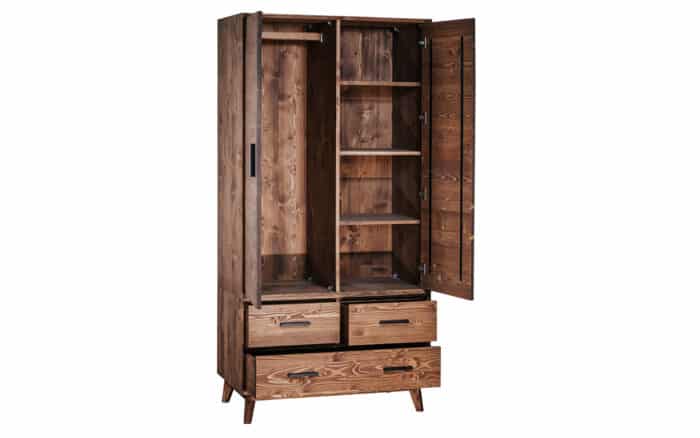 Dulap Timeless, 3 Sertare 2 Uși, Lemn Masiv, 100x55x200 cm, Whisky - imagine 2
