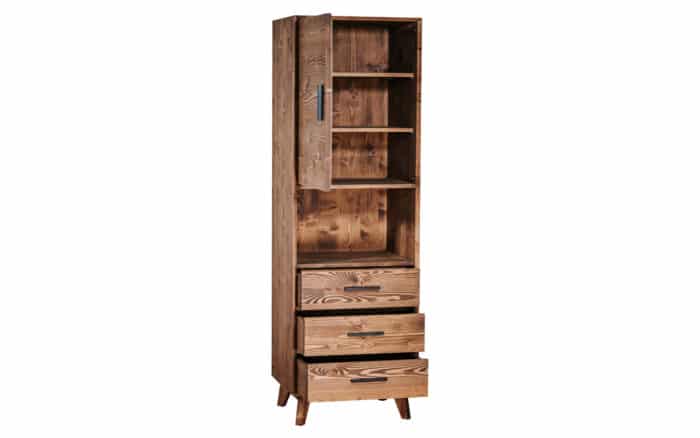 Vitrina Timeless, 3 Sertare 1 Ușă 1 Nișă, Lemn Masiv, 55x45x190 cm, Whisky - imagine 3