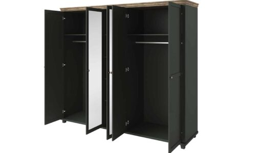 dulap jardon, 4 usi, cu oglinda, 200x62x216cm, grafit (copiază)