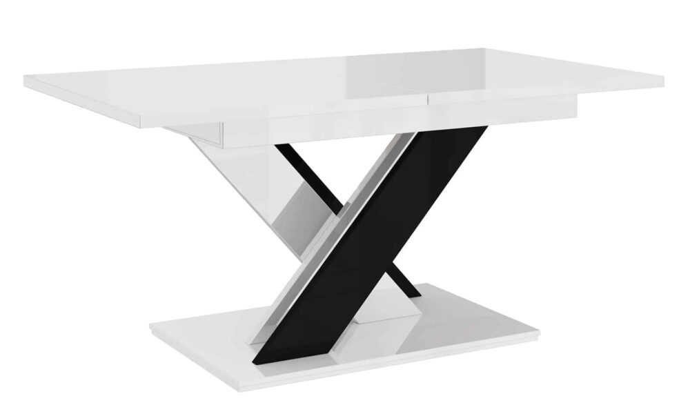 masă dining extensibilă royal stage, 140/180x80 cm, alb negru