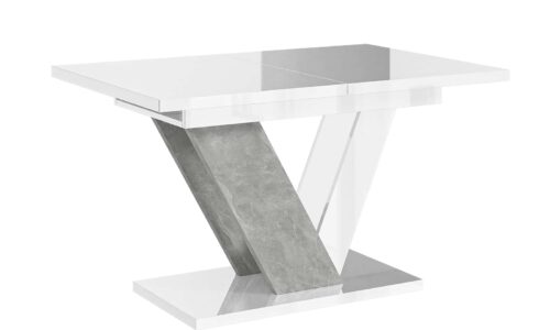 masă dining extensibilă harmonique, 120/160x80 cm, alb/negru