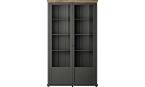 vitrină jardon, 2 usi cu geam, 126x42x200cm, grafit