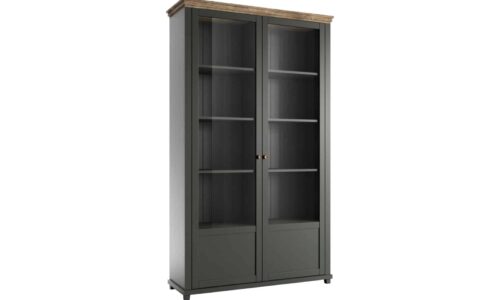 vitrină jardon, 2 usi cu geam, 126x42x200cm, grafit