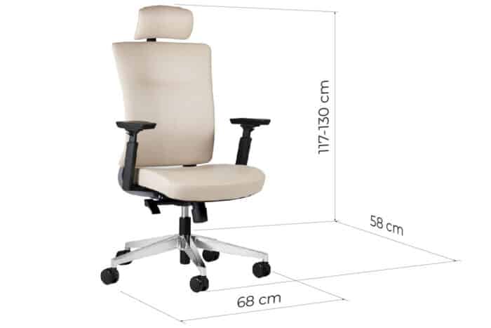 Scaun de birou, ErgoStreamline, Design Elegant și Minimalist, Crem - imagine 3