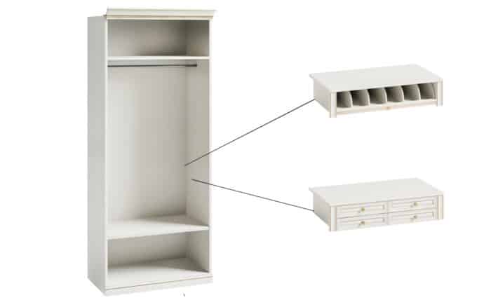 Dulap Vanna III, cu Sertare, Lemn Masiv, 100,4 x 62,5 x 245,8 cm - imagine 2