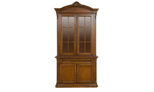 Bufet Briston cu Vitrină, 2 Uși Briston, Lemn Masiv, 117,5 x 51.3 x 230 cm