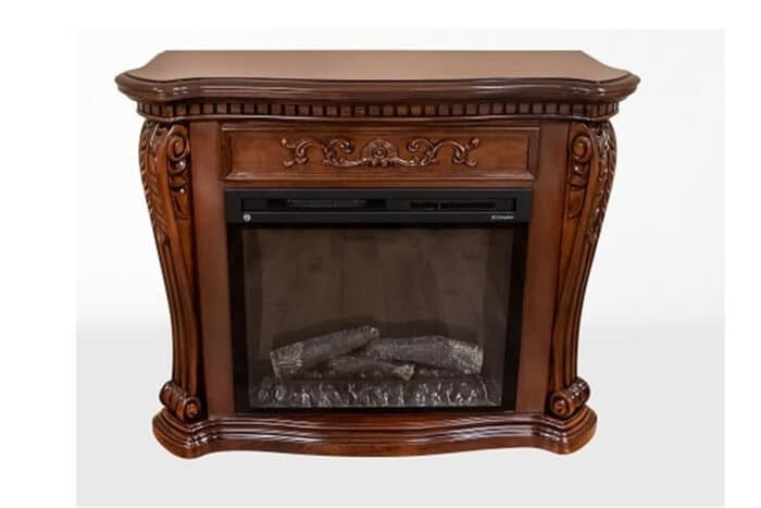 Masca Semineu Clasic, 117x40x93 cm, Lemn Masiv, Nuc - imagine 3