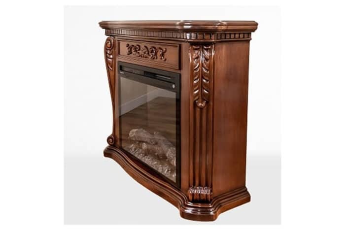 Masca Semineu Clasic, 117x40x93 cm, Lemn Masiv, Nuc - imagine 2