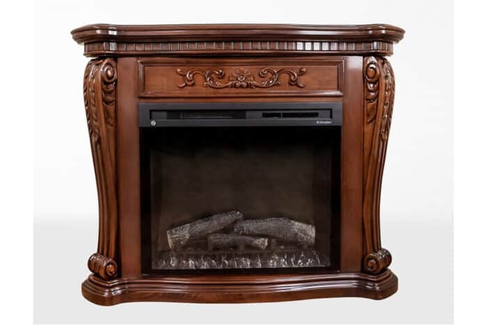 Masca Semineu Clasic, 117x40x93 cm, Lemn Masiv, Nuc