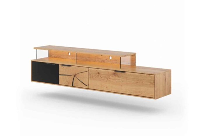 Set Living Tress IV, Stejar Masiv, Natur-Negru - imagine 3