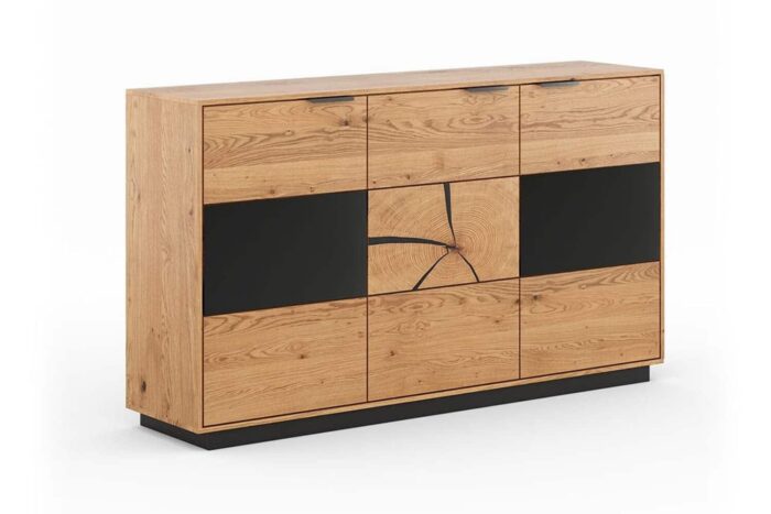 Set Living Tress IV, Stejar Masiv, Natur-Negru - imagine 2