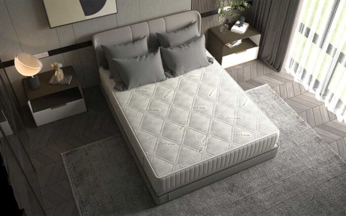 saltea cu spuma memorie silvercare, grosime 24 cm, husă cu ioni de argint, cu mânere, fermitate medie